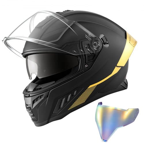 VEVOR Integralhelm mit Sonnenblende Größe M, Motorradhelm mit Doppelvisier ECE 22.06 Zertifiziert Vollvisierhelm für Damen & Herren Vollvisierhelm mit Bluetooth-Lautsprecherfach, Mopedhelm Full Face