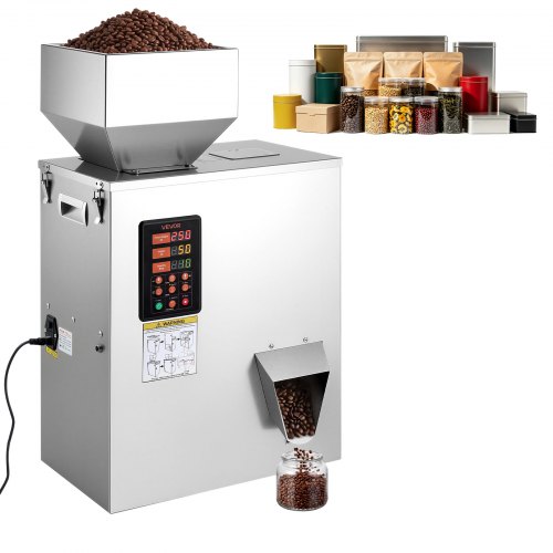 VEVOR Pulverabfüllmaschine Partikelspender Pulverfüller Automatisch 10-500g, Intelligentes Wiegen & Abfüllen, Edelstahlkonstruktion, Hohe Genauigkeit, Ideal für Nüsse Samen Tee Kaffeebohnen Gewürze Mehl