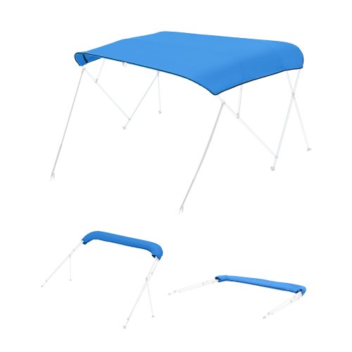 VEVOR Bimini Top Ersatzabdeckung für 4 Bügel Modelle 2440 mm Lang wasserdichtes 600D Marine Material Boots Sonnenschutz mit Tasche Reißverschluss Manschette 2464 bis 2616 mm Breit Blau ohne Rahmen
