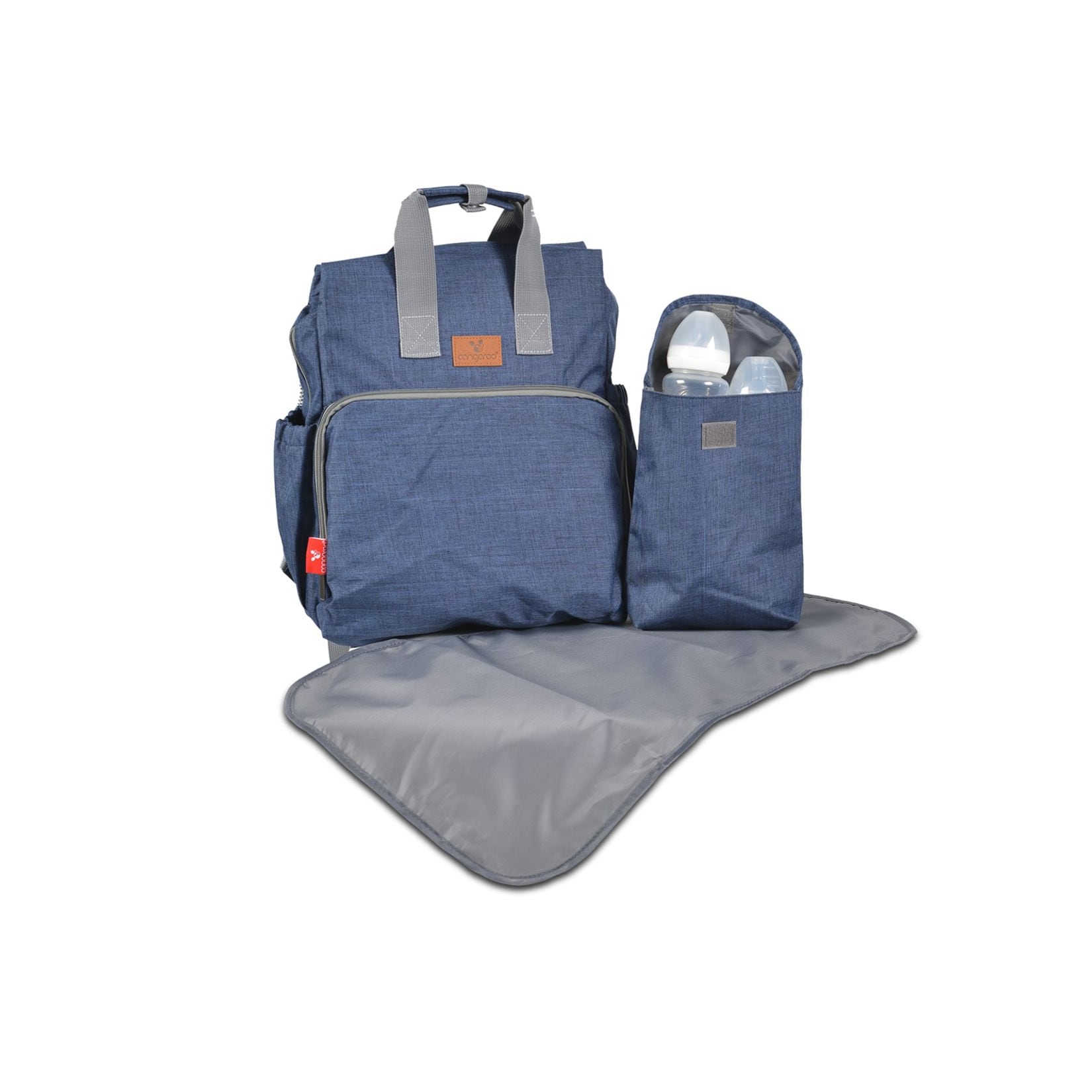 Moni Wickeltasche Lydia, zusätzliche Tasche, Wickelunterlage, Reißverschluss blau