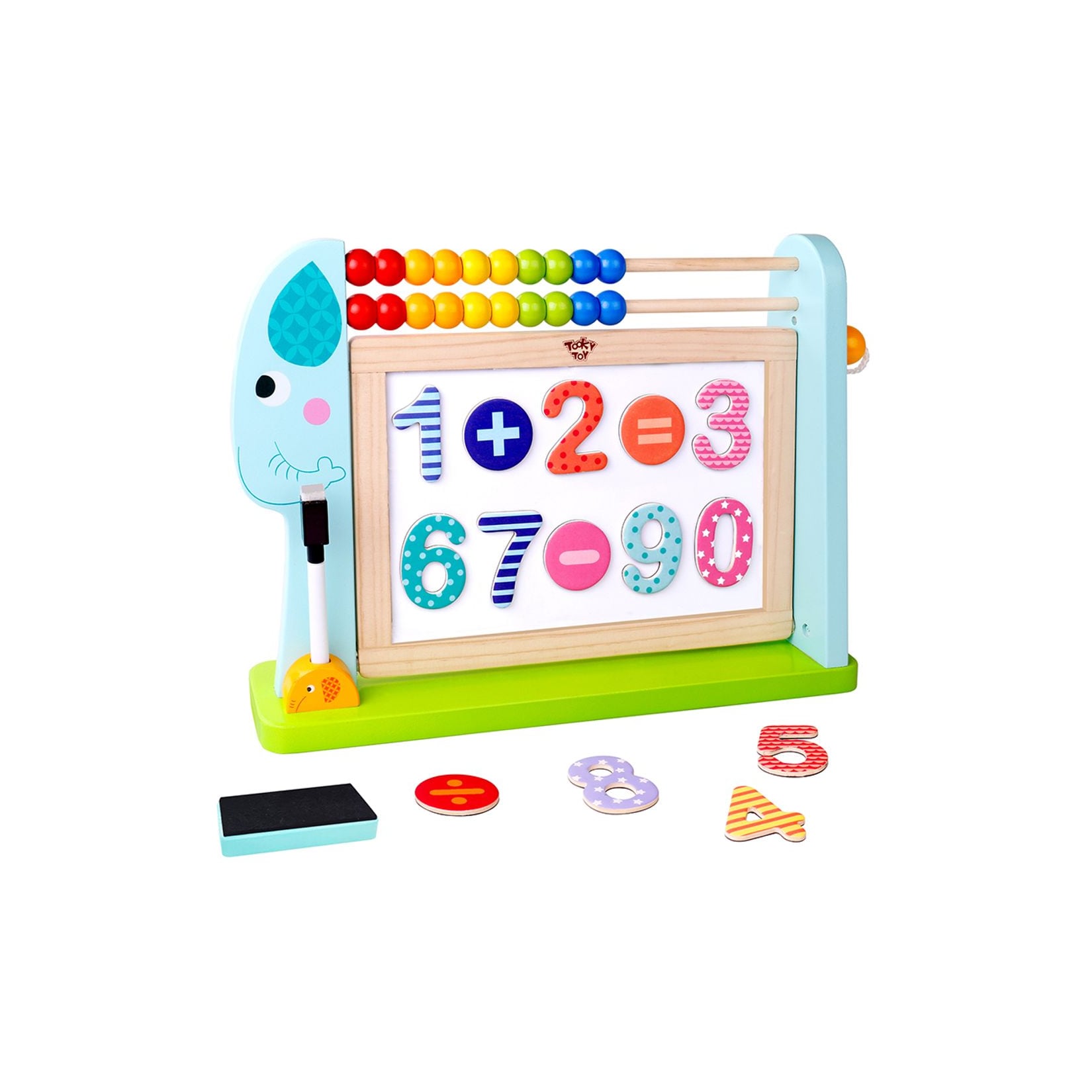 Tooky Toy TKF087 Kindertafel Rechenschieber Marker magnetische Zahlen ab 3 Jahre bunt