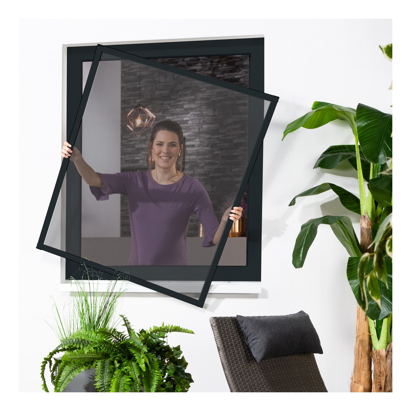 Insektenschutz-Fensterbausatz "MASTER SLIM" 100x120 cm in Anthrazit mit Pollenschutz