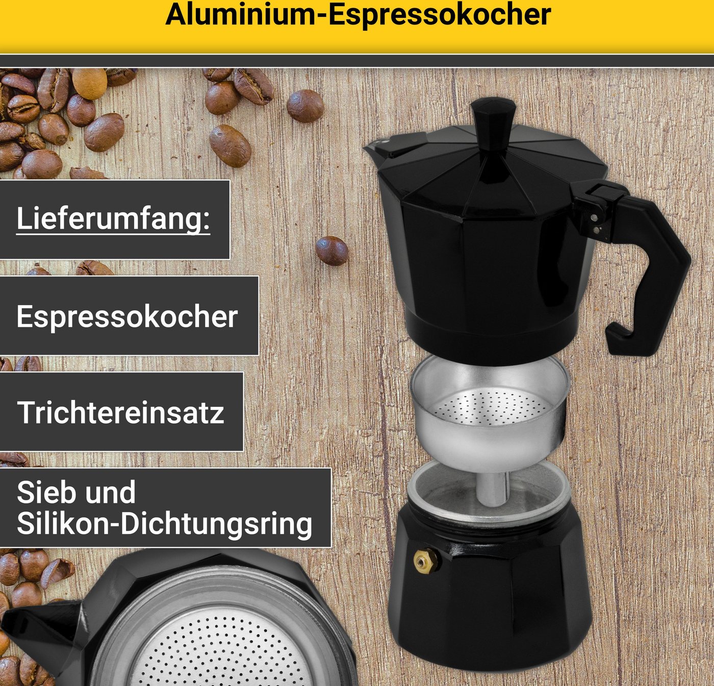 Espressokocher Italiano f. 3 Tassen Nero Bild 4