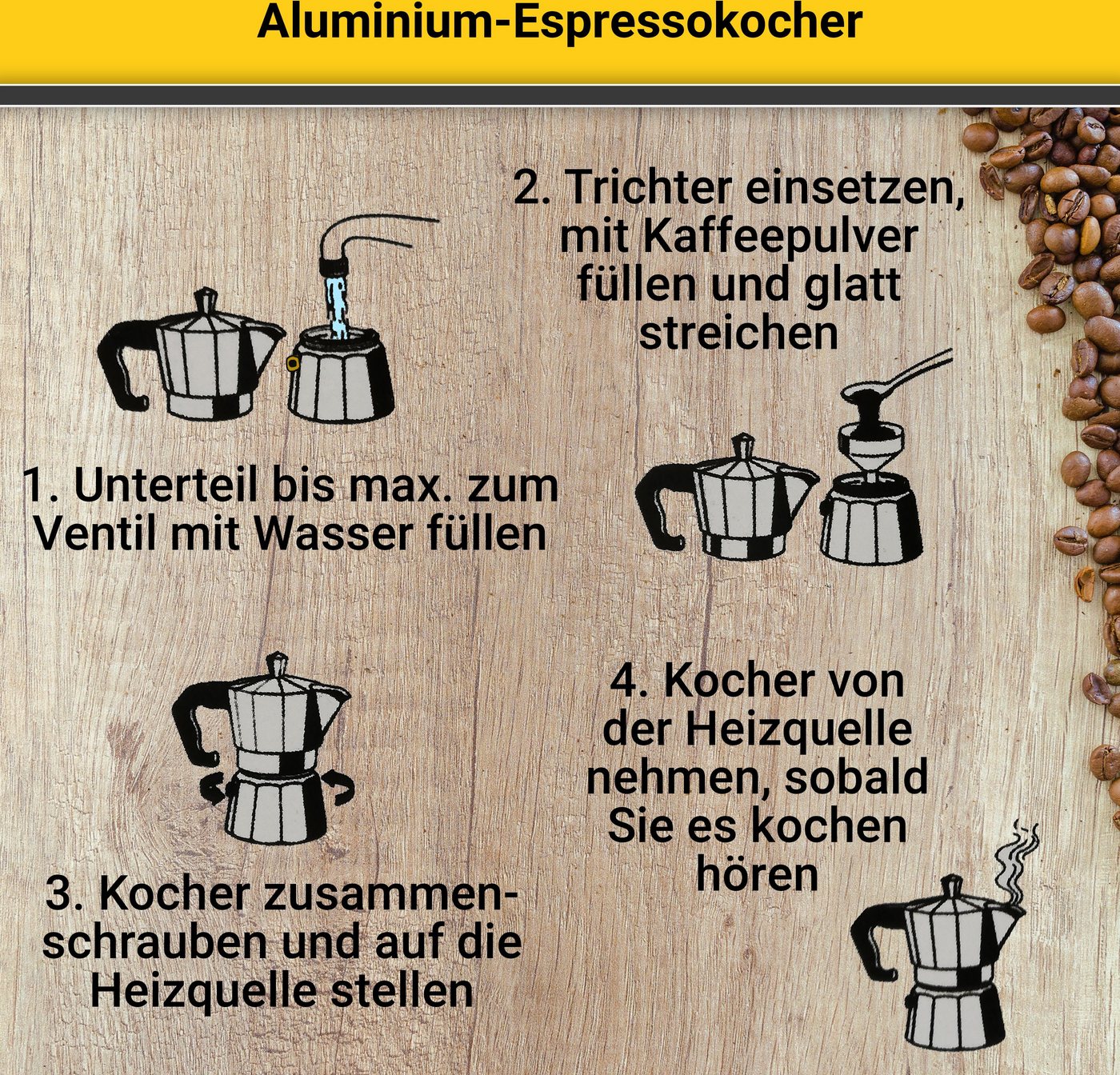 Espressokocher Italiano f. 3 Tassen Nero Bild 5