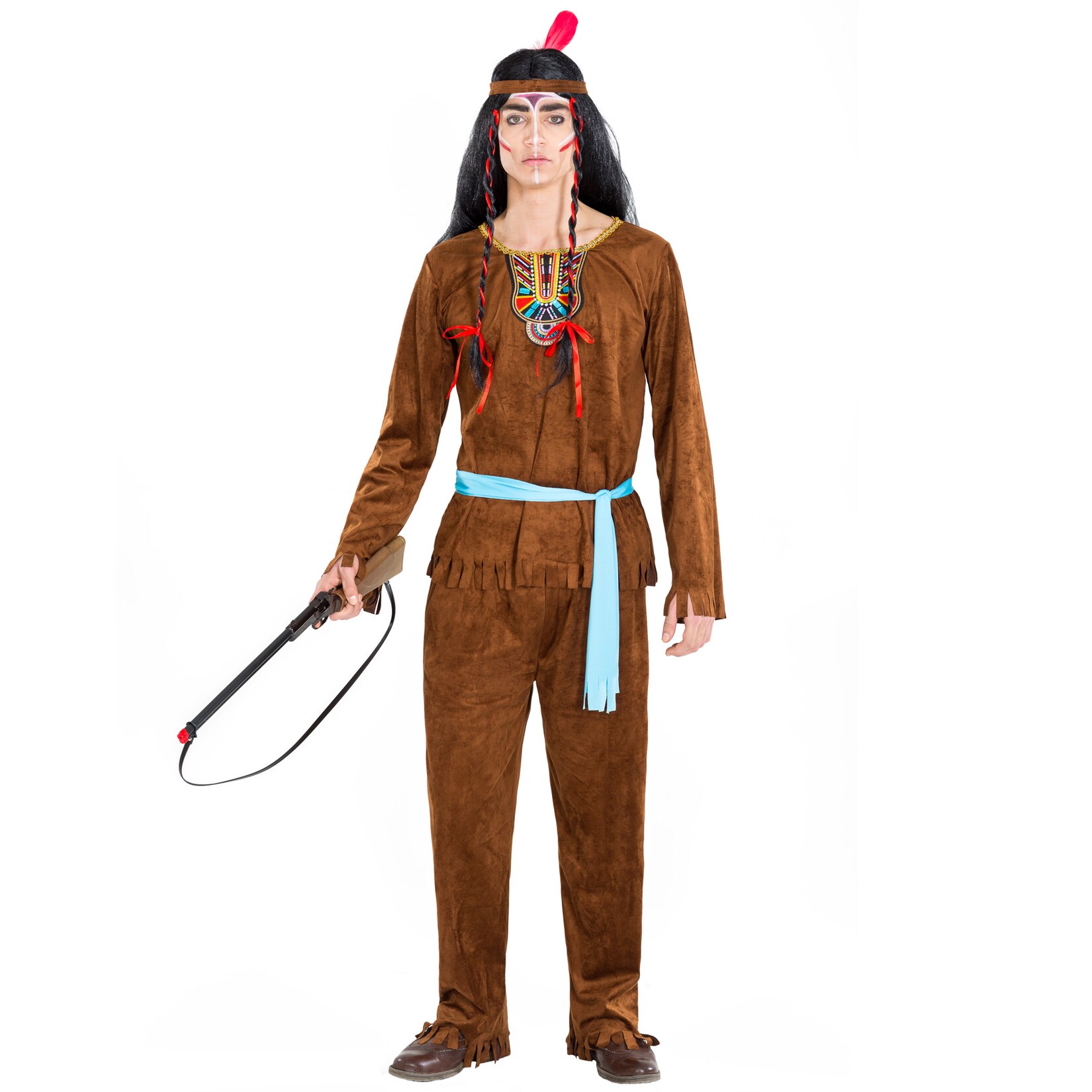tectake® Herrenkostüm Indianer Apache kräftiger Bison