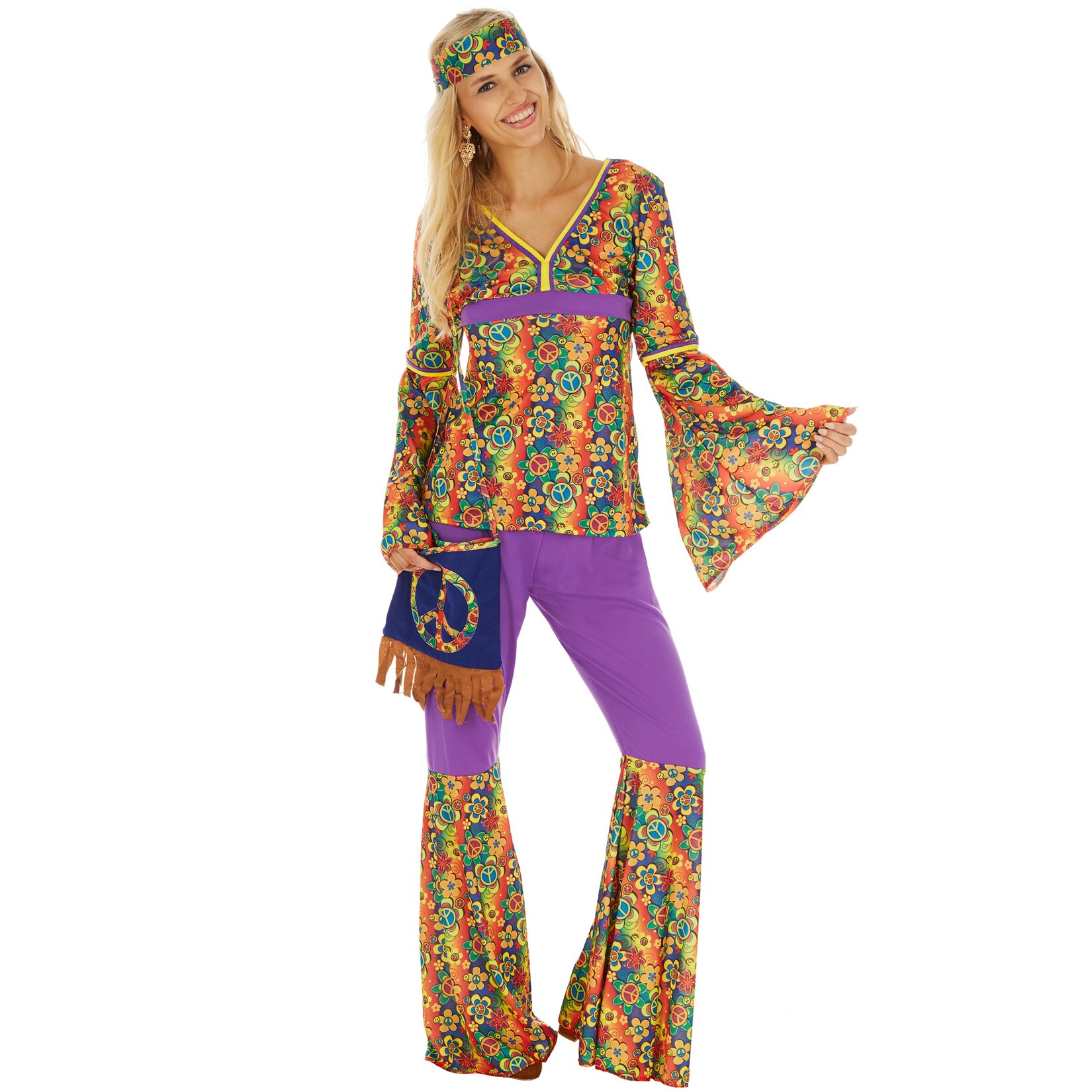 tectake® Frauenkostüm Hippie