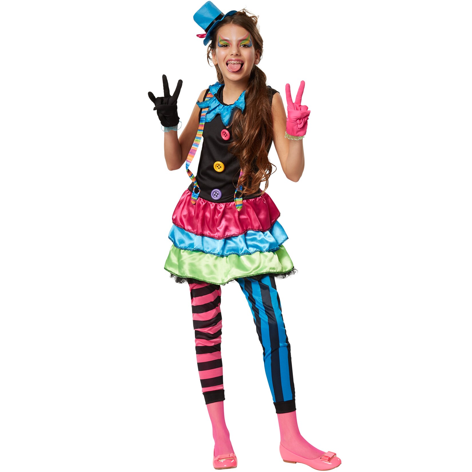 tectake® Mädchenkostüm Crazy New Wave Clown