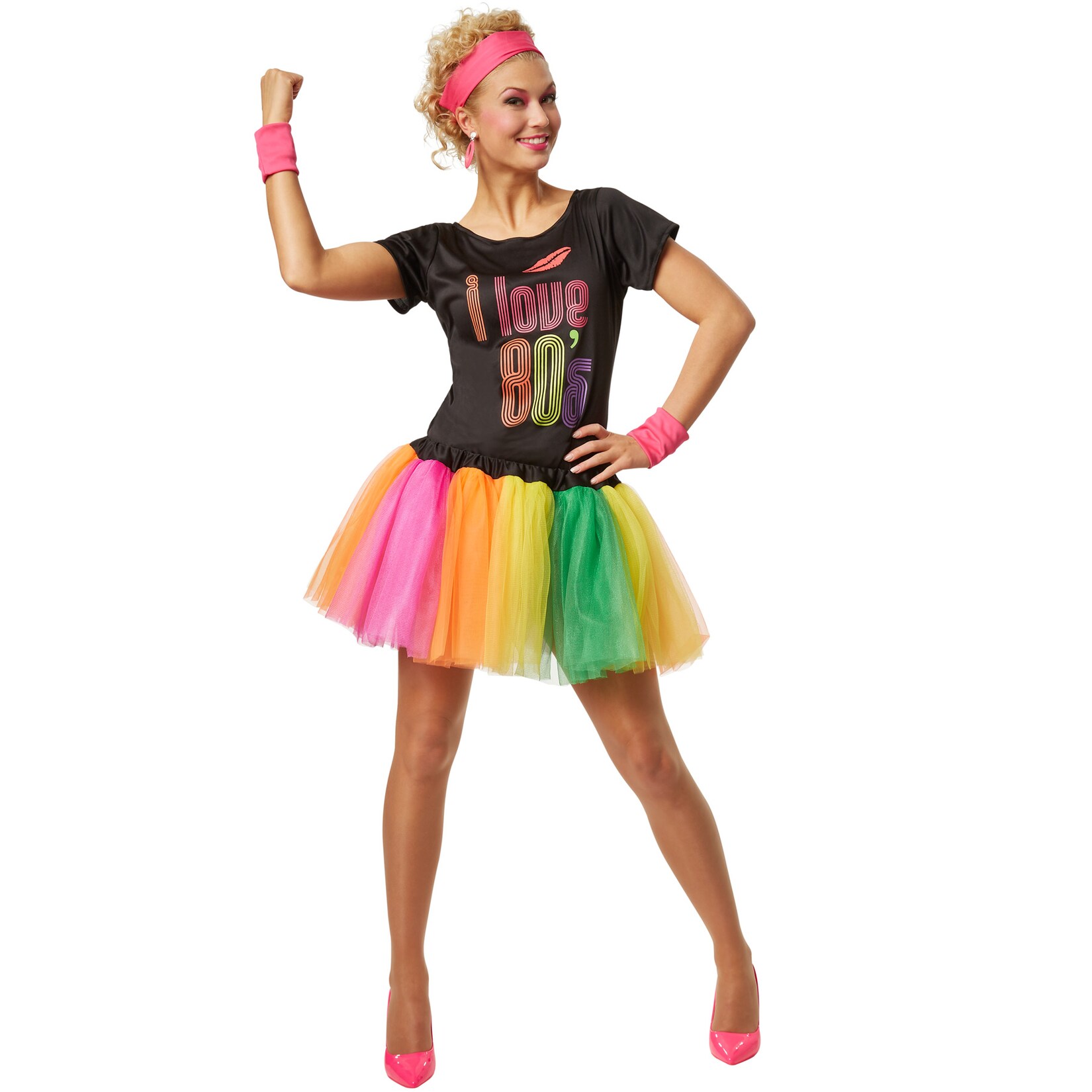 tectake® Frauenkostüm 80er Jahre Disco-Lady