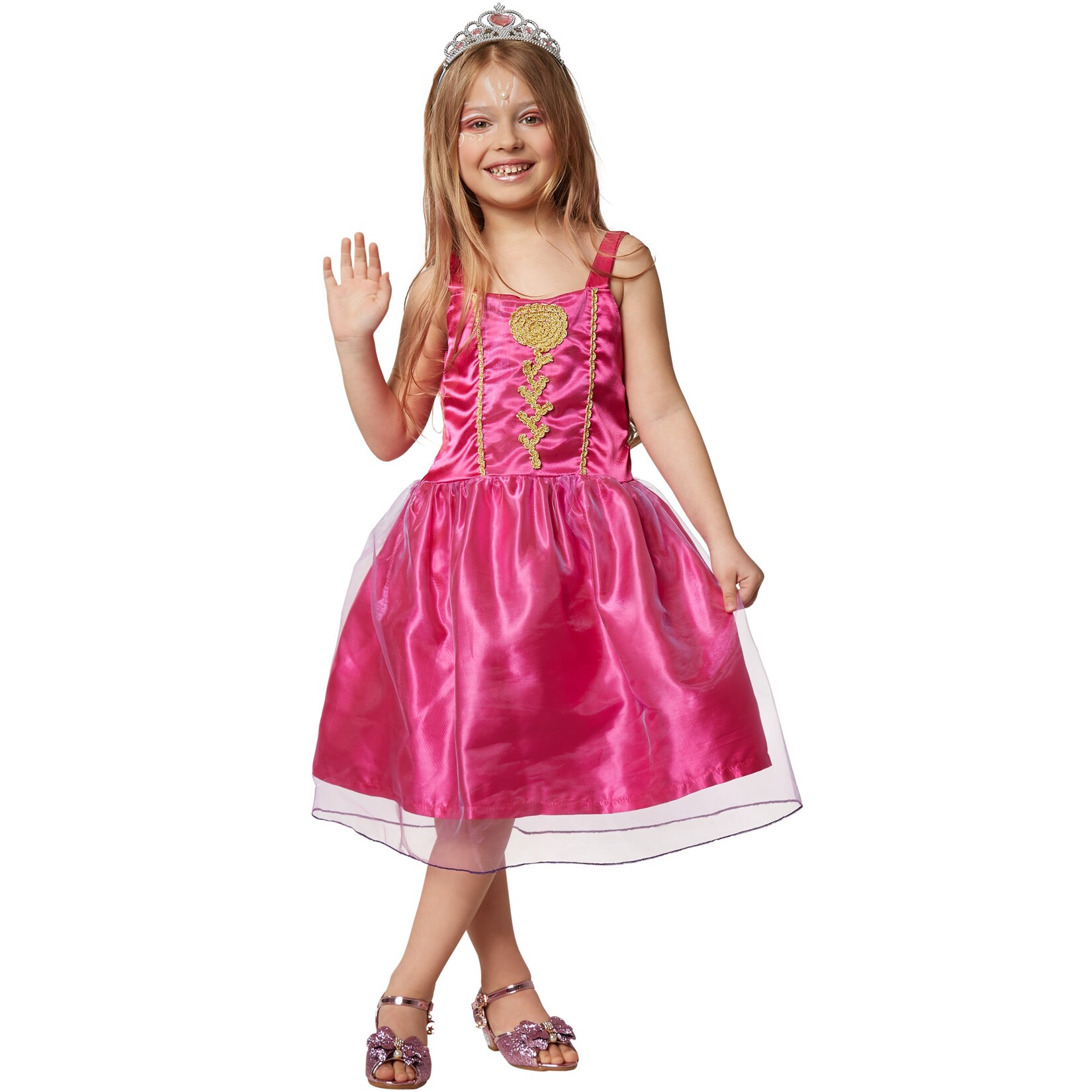 tectake® Mädchenkostüm Prinzessin pinke Rose