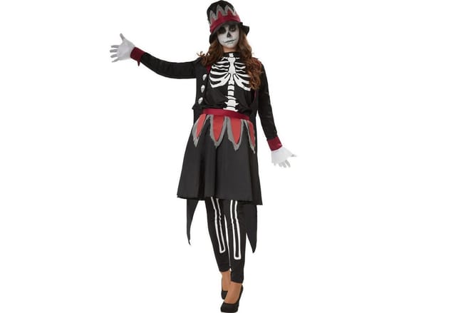tectake® Frauenkostüm Gruselige Skull Lady