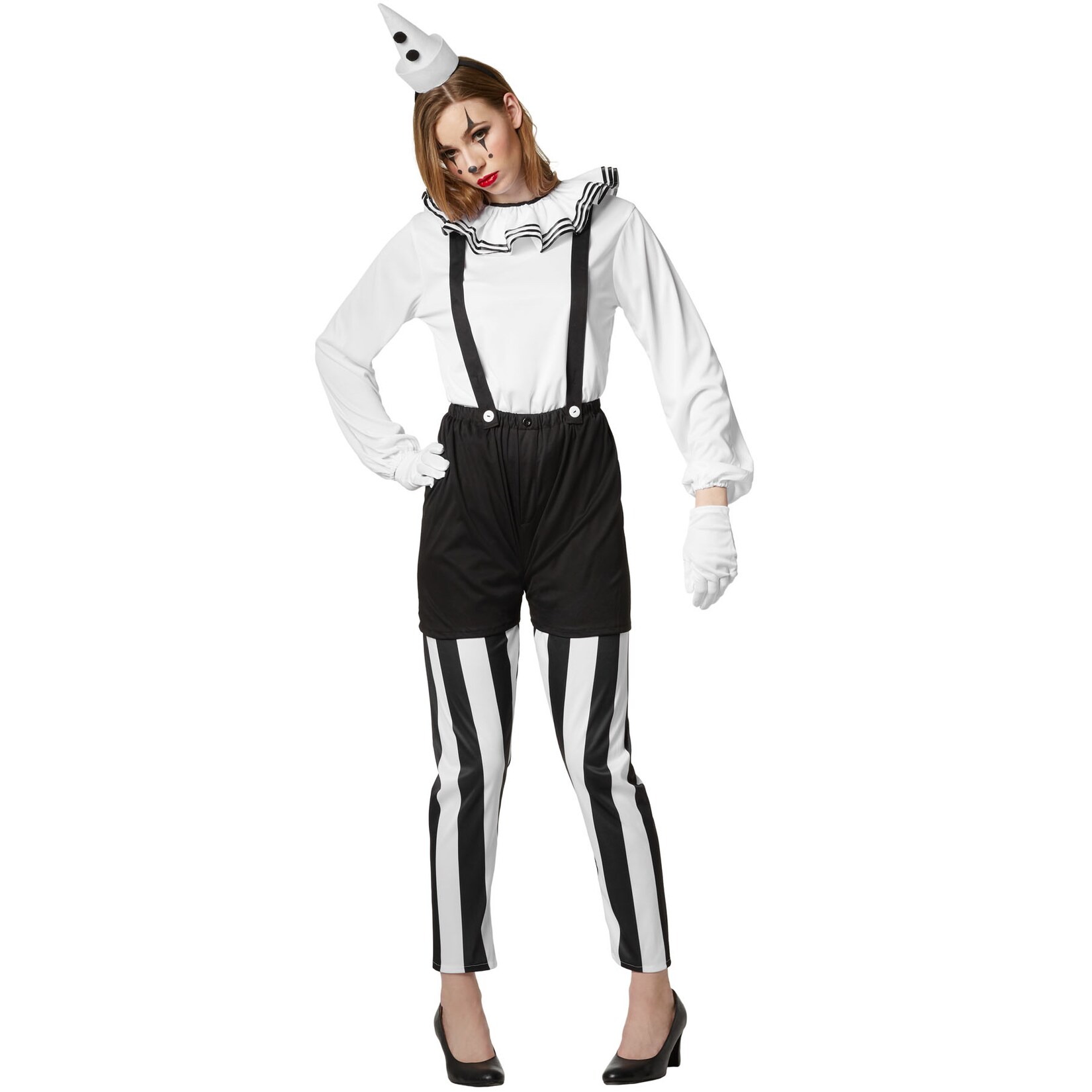 tectake® Frauenkostüm Clown schwarz-weiß