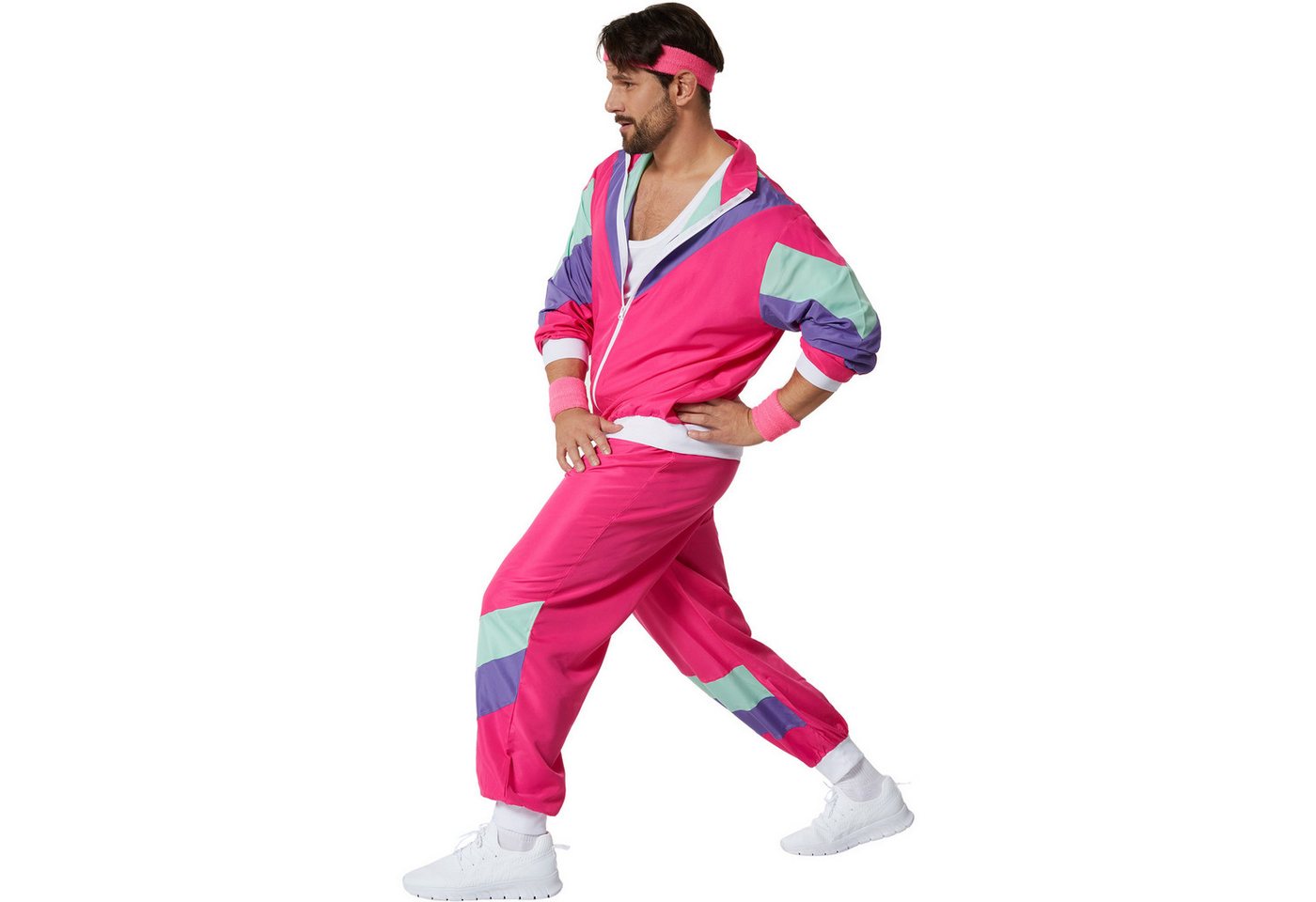 tectake® Herrenkostüm Retro 80er 90er Jahre Jogginganzug Bild 2