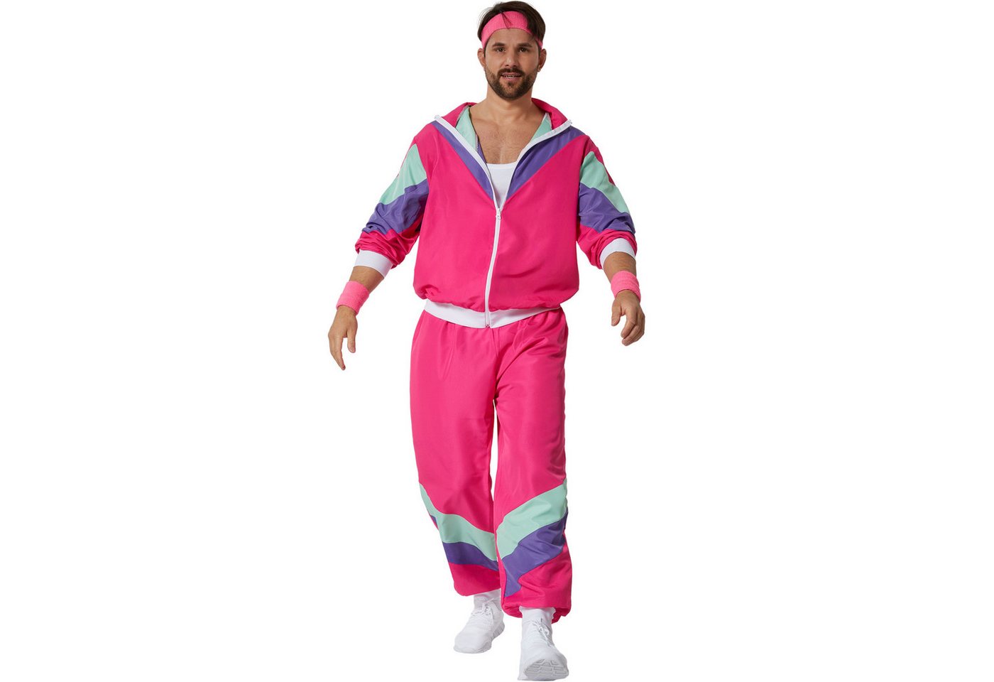 tectake® Herrenkostüm Retro 80er 90er Jahre Jogginganzug Bild 3
