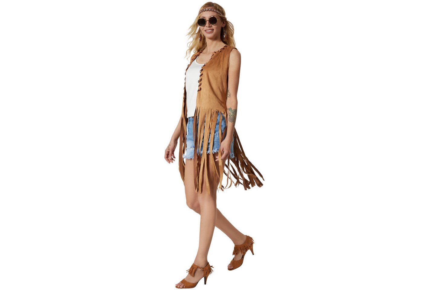 tectake® Damenkostüm Hippie Weste Bild 3