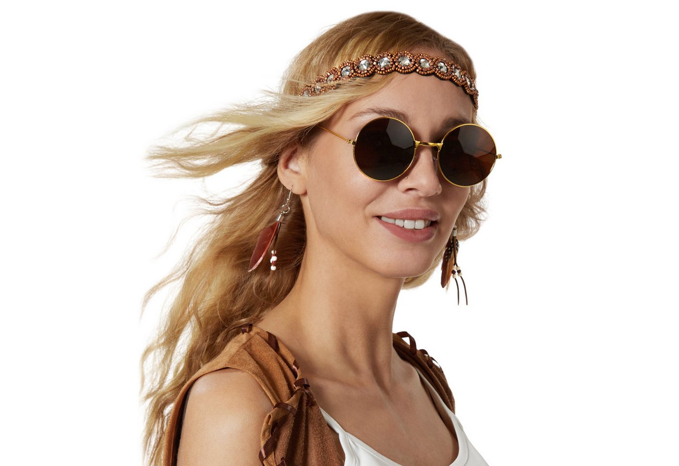 tectake® Damenkostüm Hippie Weste Bild 5