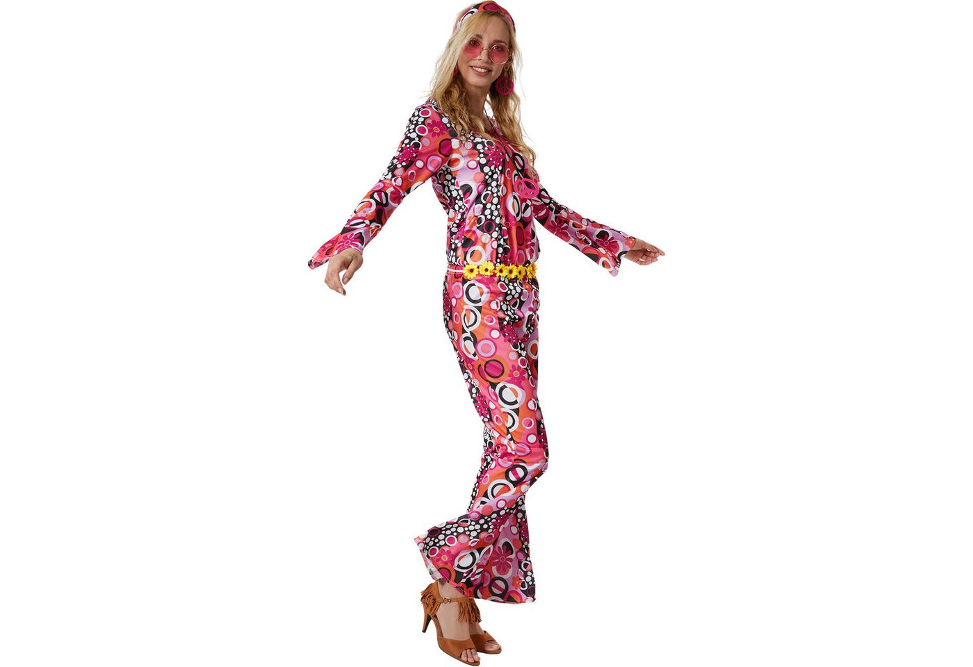 tectake® Damenkostüm Hippie Flowerpower Bild 4