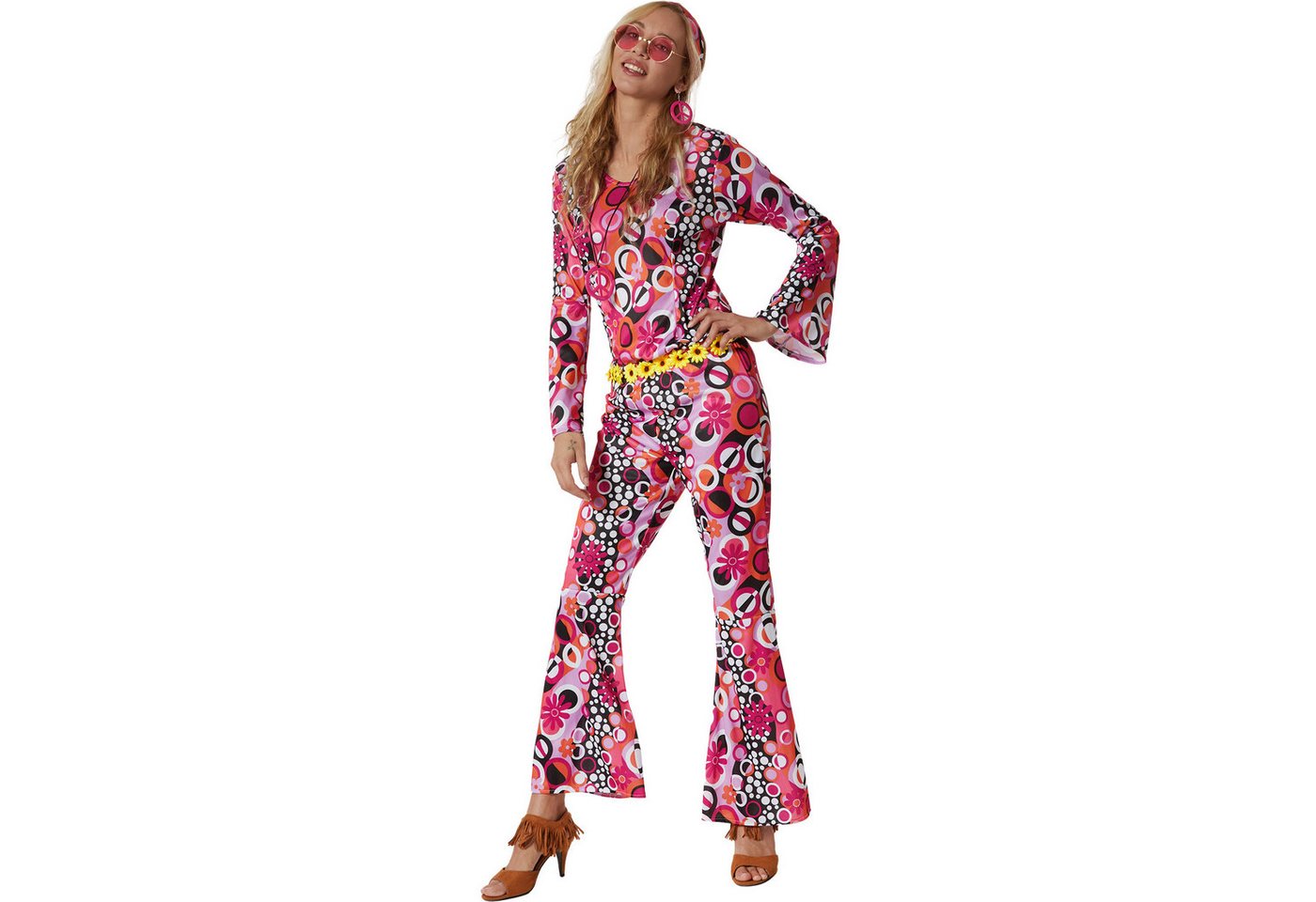 tectake® Damenkostüm Hippie Flowerpower Bild 5