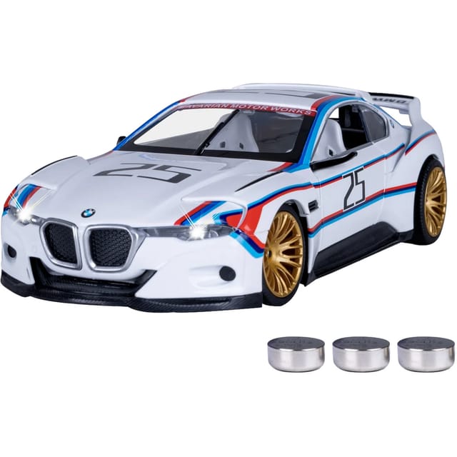 JAMARA BMW 3.0 CSL Hommage R Diecast 1:24 weiß inkl. Knopfzellen
