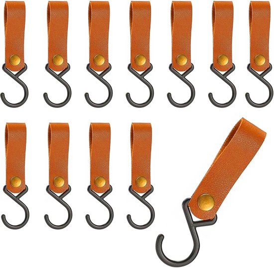 12 Kleiderhaken – Kleiderschrankhaken (lederringe) – Zum Aufhängen Von Kleidung – Campinghaken – Geeignet Für Küche Und Bad