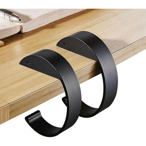 Tragbare Schreibtischhaken Für Taschen – 2er-set – C-förmige Handtaschenhaken – Zur Befestigung An Der Schreibtischkante – C-förmige Haken, Geeignet Für Büros, Esszimmer, Bars (schwarz)