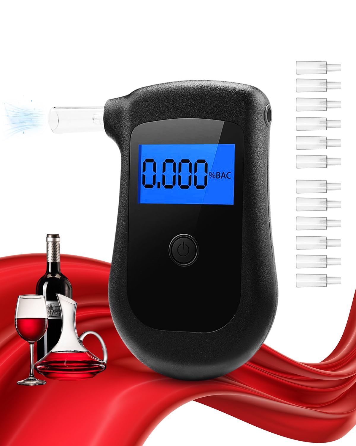 Präzises Elektronisches Alkoholtestgerät Mit 15 Mundstücken, Digitales Alkoholtestgerät Mit Blauem Lcd-display, Zugelassenes Alkoholtestgerät, Alkoholtest-set Für Zuhause, Reisen, Auto Und Partys – Pr