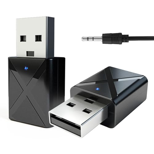 2 Stück 4-in-1 Bluetooth 5.0 Usb-empfänger Und Tv-sender-adapter Mit 3,5-mm-digital-aux-kabel Für Lautsprecher, Pc, Kopfhörer Und Auto