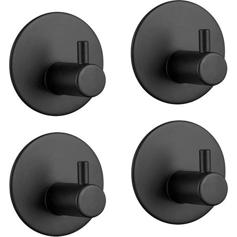 Edelstahl-wandhaken Für Badezimmer, Selbstklebende Handtuchhalter, Geeignet Für Küchen, Wohnzimmer Und Büros, Rostfrei Und Wasserdicht (schwarz, 4er-set).