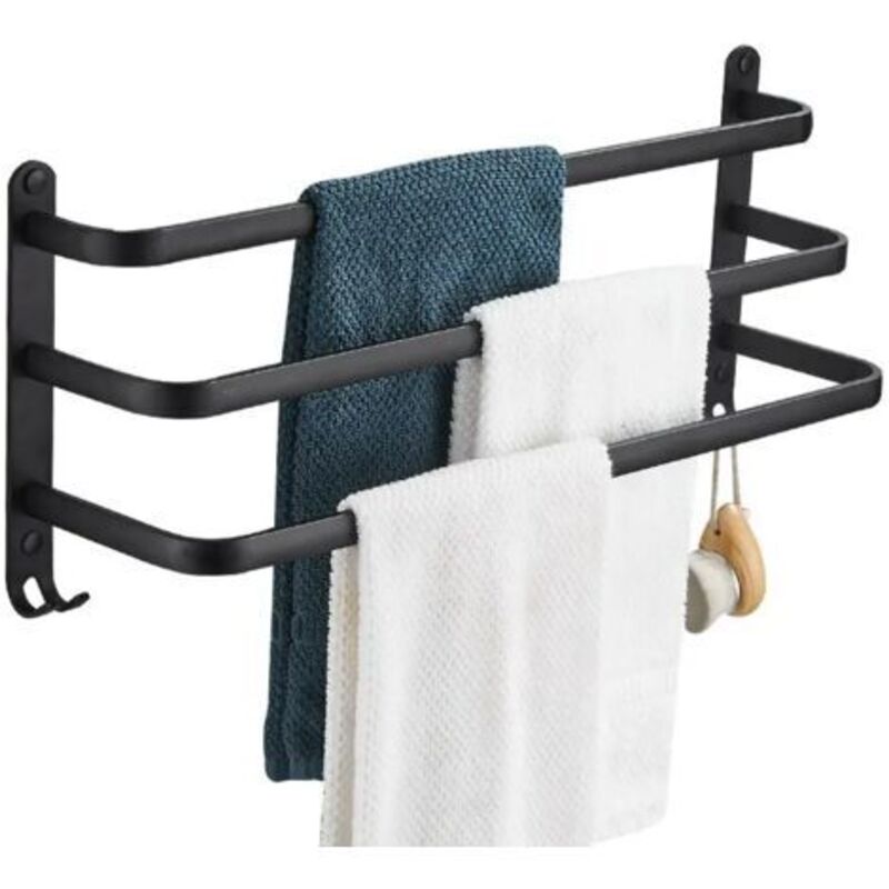 [niemals Verwendet] (schwarz, 3-lagig) Handtuchhalter Aus Edelstahl, 43-78 Cm, Ausziehbar, Wandmontage, Für Bad, Küche, Wc, Hotel (schwarz, 3-lagig)