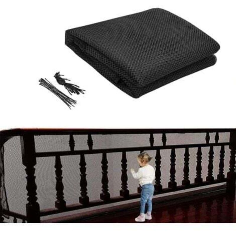 [niemals Verwendet] 300 X 79 Cm Kindersicherheitsnetz Für Treppen – Schwarz, Schutznetz Für Balkone, Absturzsicherungsnetz Für Katzen