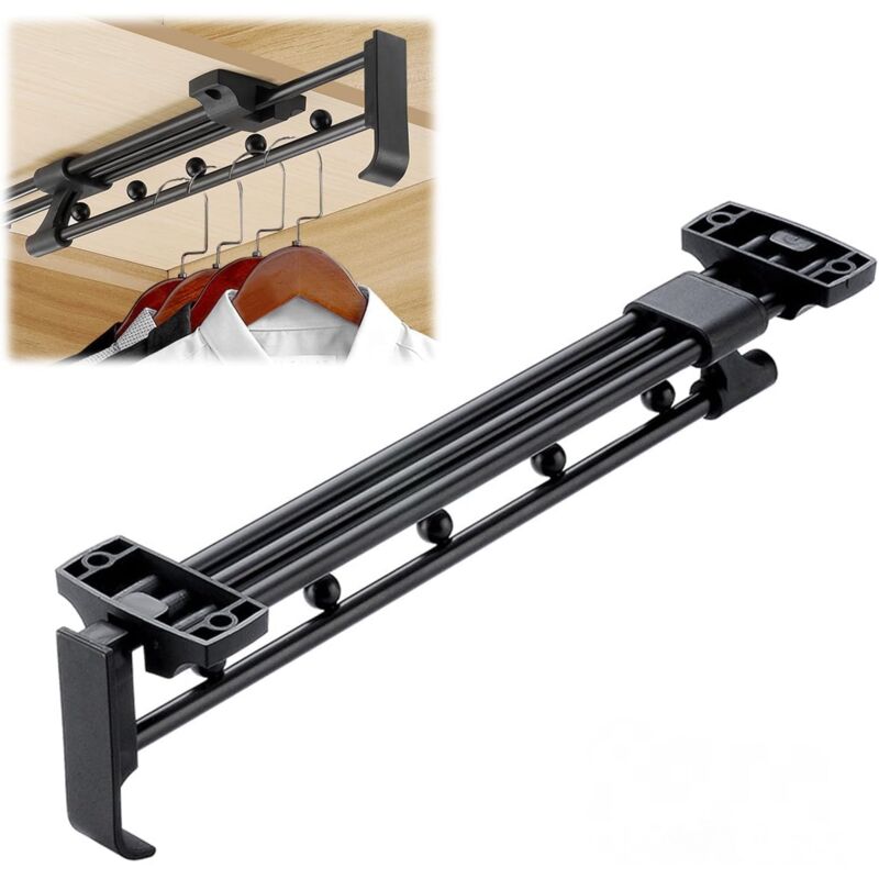 [niemals Verwendet] Robuste, 30 Cm Lange, Teleskopierbare Kleiderstange Mit Ablagefach Für Kleiderbügel, Ausziehbare Kleiderstange