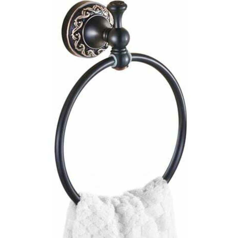 [niemals Verwendet] Schwarzer Handtuchring, Ölgegerbte Bronze. Handtuchhalter Aus Messing, Retro-vintage-antik-handtuchring Mit Loch.