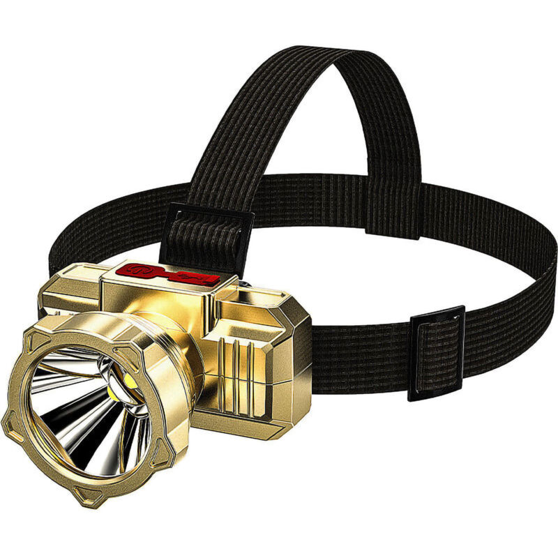 [niemals Verwendet] Hochleistungs-led-stirnlampe, Usb-ladefunktion, Mini-stirnlampe, Tragbar, Wasserdicht, Für Den Outdoor-einsatz, Schwarz Und Gold (mit Akku Und Usb-ladekabel)