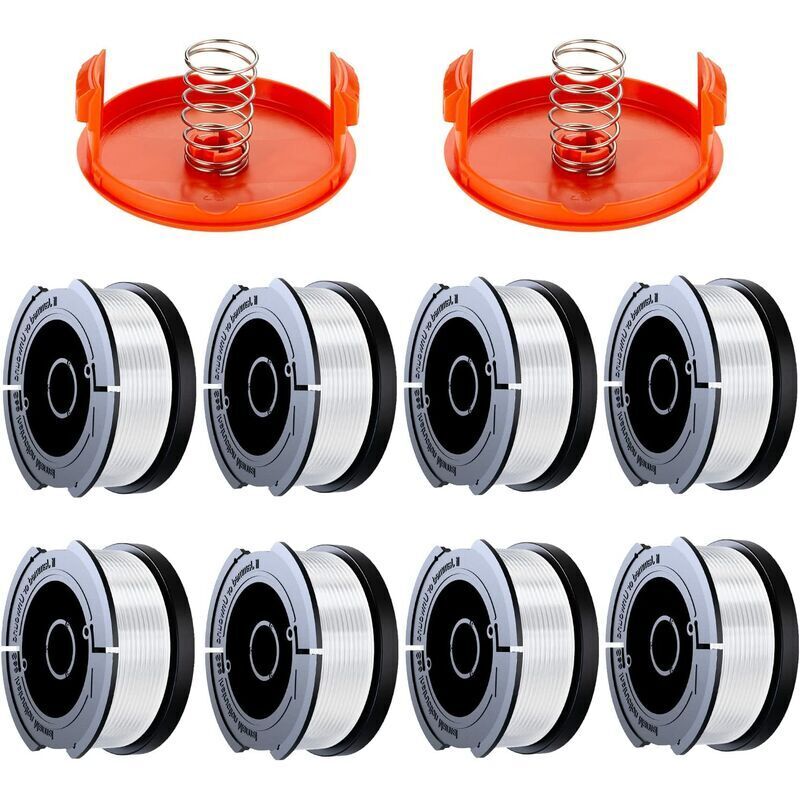 [niemals Verwendet] 12er-pack Black & Decker Trimmerfadenspule, 0,2 Cm Trimmerfadenspule (8 Trimmerfäden, 2 Schutzkappen, 2 Federn).
