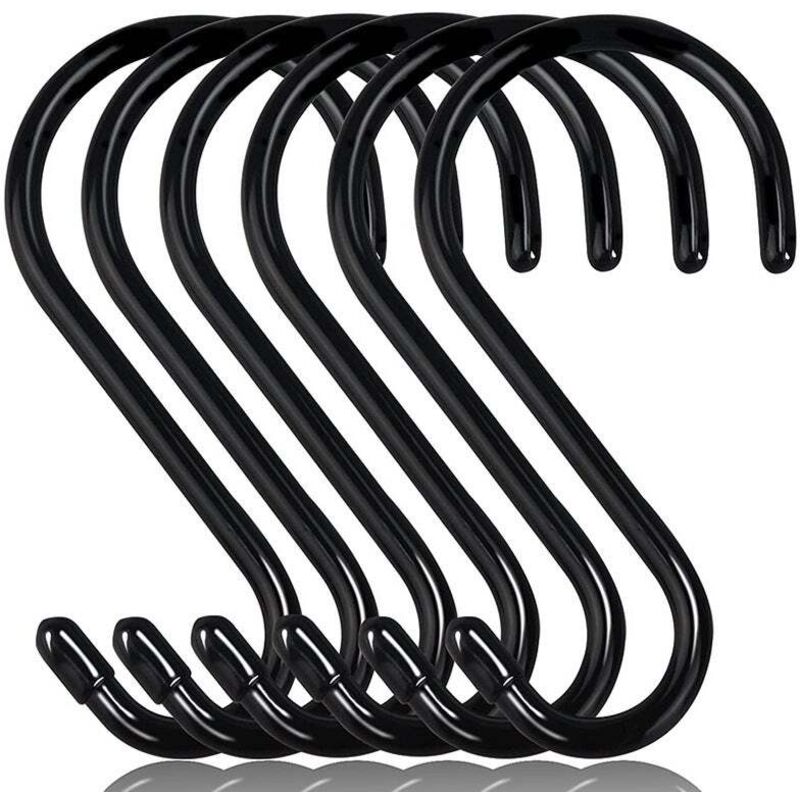 [niemals Verwendet] Set Mit 12 S-förmigen Kleiderhaken, 15 Cm, Kleiderschrankhaken, Aufhängehaken, Kleiderbügel (12 Stück, Groß, Schwarz)