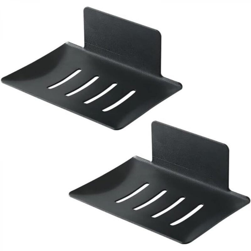 [niemals Verwendet] Seifenschale, 2 Stück, Selbstklebend, Wandmontage, Edelstahl, Seifenhalter, Schwammhalter, Robuste Aufbewahrungsschale Für Bad Und Küche, Kein Bohren Erforderlich, Schwarz