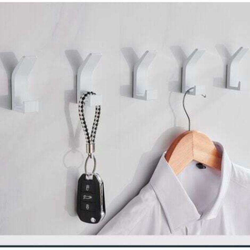 [niemals Verwendet] Selbstklebende Haken, Doppelhandtuchhaken Für Badezimmer, Selbstklebende Wandhalterung Für Küche, Bad, Büro, Kleiderschrank, Aluminium, Weiß…