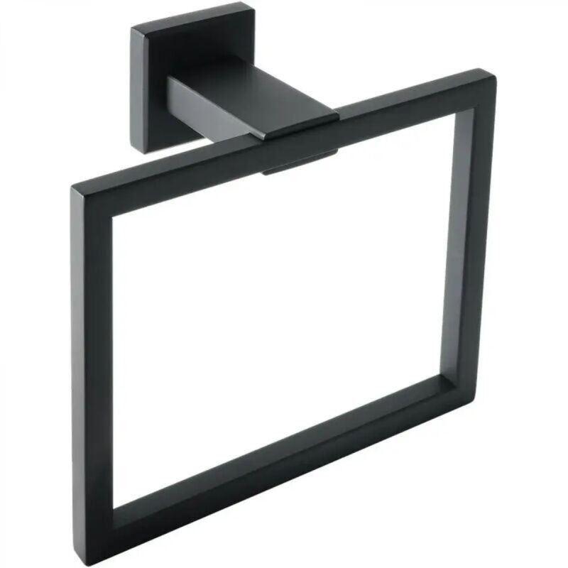 [niemals Verwendet] Moderner, Quadratischer Handtuchring Zur Wandmontage Fürs Badezimmer, 16 Cm X 15 Cm, Mattschwarze Edelstahloberfläche