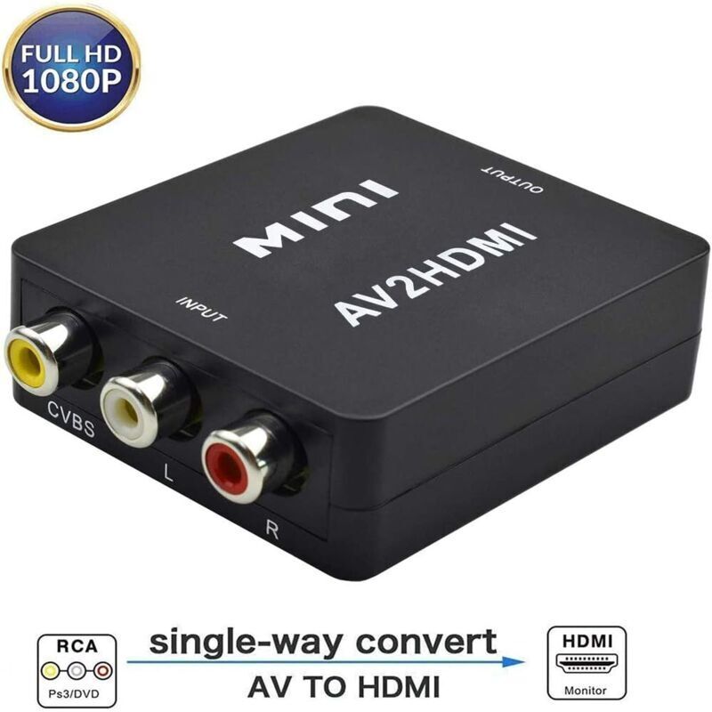 [niemals Verwendet] Kabel Und Adapter Für Videoüberwachung, Rca-zu-hdmi-adapter, 1080p-composite-konverter, 3rca-av-zu-hdmi-konverteradapter Für Tv/pc/ps3/blu-ray-dvd, Schwarz, Vbs Av Zu Hdmi