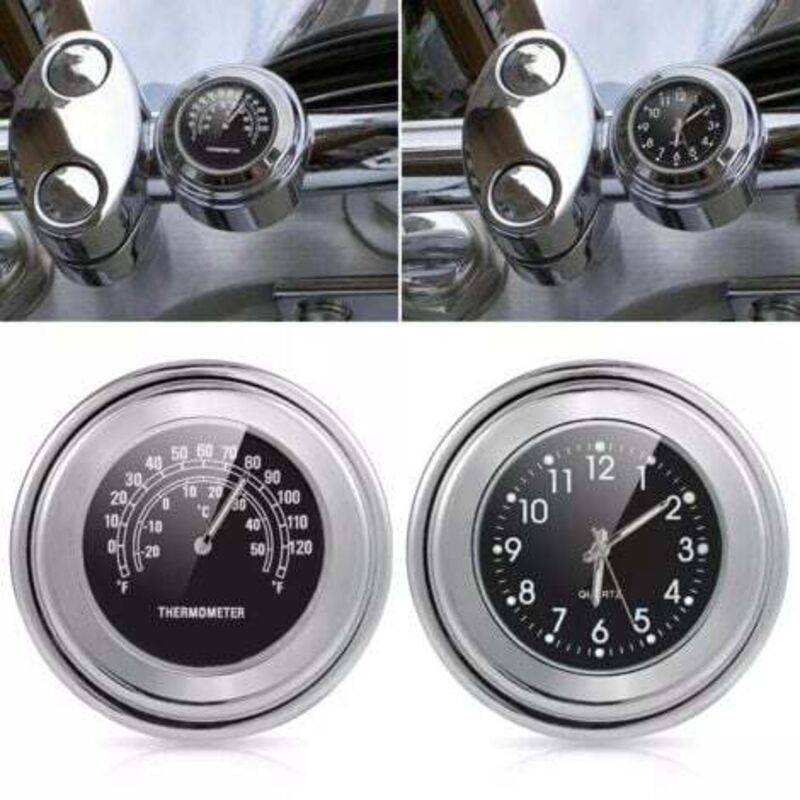 [niemals Verwendet] Set Mit 2 Lenkerthermometern 22–25 Mm (schwarz), Wasserdichte Temperaturanzeiger Für Die Motorradlenkermontage
