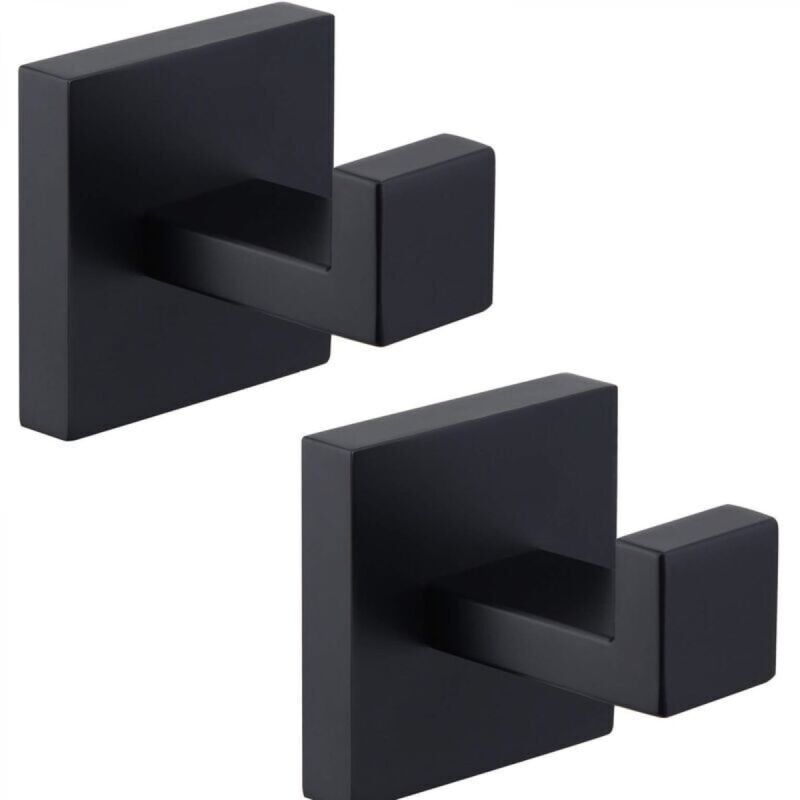 [niemals Verwendet] Set Mit 2 Mattschwarzen Handtuchhaken, Kleiderhaken Aus Edelstahl 304, Handtuchhalter, Wandhaken Im Modernen Industriestil Für Badezimmer