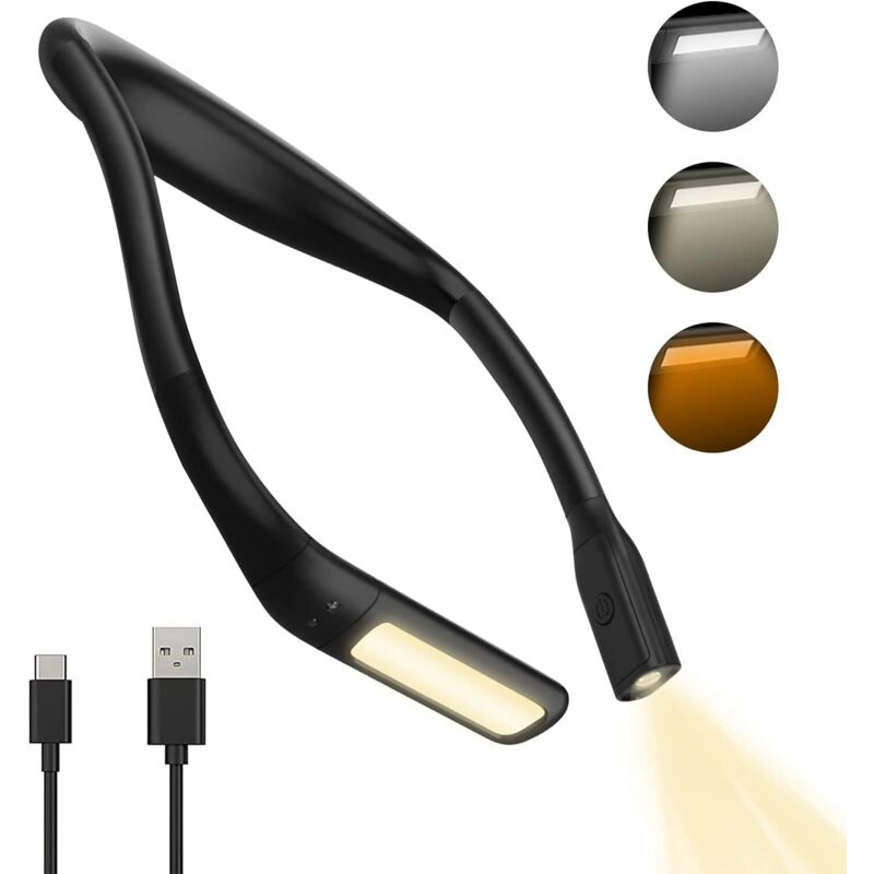 [niemals Verwendet] Wiederaufladbare Nackenleseleuchte, Nackenlampe Zum Lesen Im Bett, Augenschutz, Einstellbare Helligkeit, Ergonomische Buchleuchte