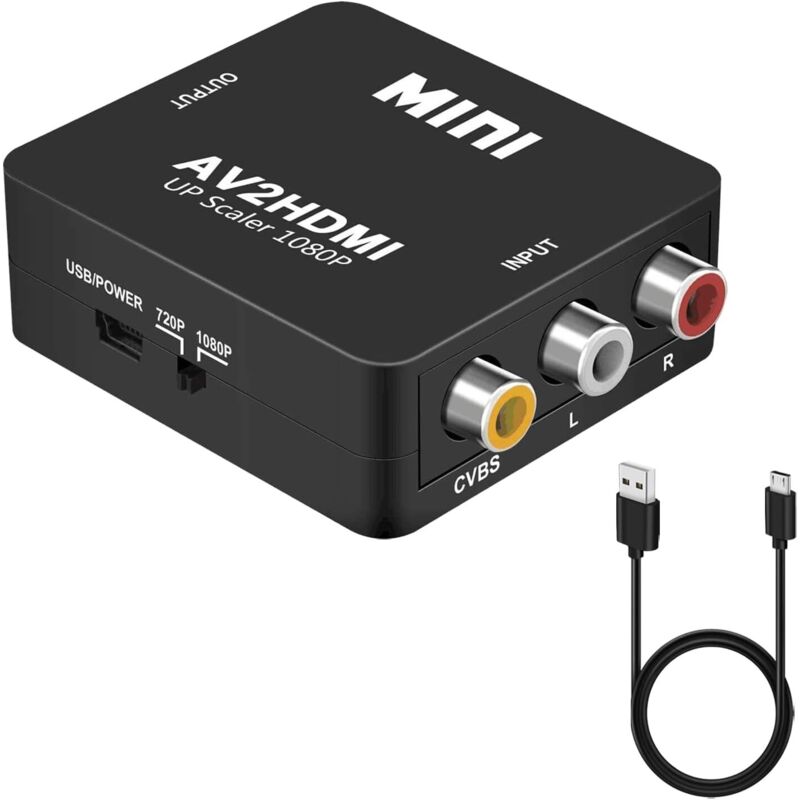 [niemals Verwendet] Rca-zu-hdmi-adapter – 1080p Av-zu-hdmi-konverter, Kompatibel Mit Xbox, Ps2, Ps3, Wii, N64 Und Hd-fernsehern