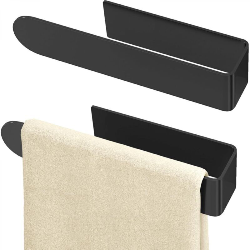 [niemals Verwendet] Schwarzer Handtuchhalter, 2354 Cm, Selbstklebend, Zur Wandmontage, Küchenmöbel, Zur Verwendung In Der Dusche.