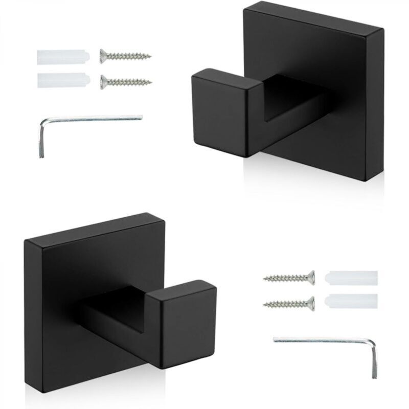 [niemals Verwendet] Set Aus 2 Robusten Handtuchhaken Aus Edelstahl, Schlichtes Und Modernes Design Mit Montagezubehör, Perfekt Für Balkon, Badezimmer Und Wohnzimmer.