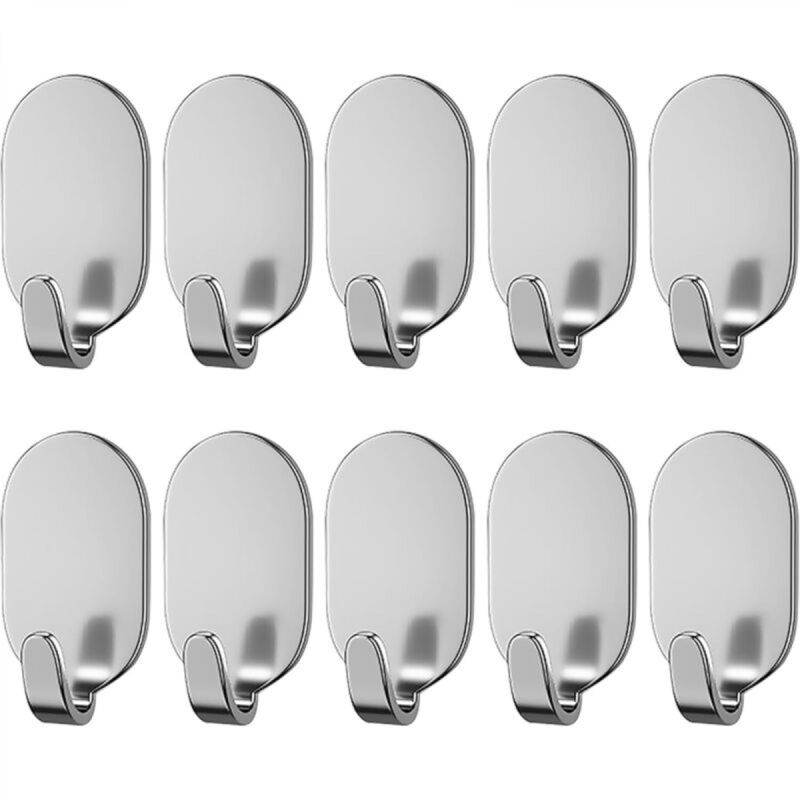 [niemals Verwendet] Wandhaken, 10er-pack Selbstklebende Haken, Kein Bohren Erforderlich, Multifunktionale Und Rostfreie Klebehaken, Selbstklebende Wandhaken Für Handtücher, Kleidung, Regenschirme (sil