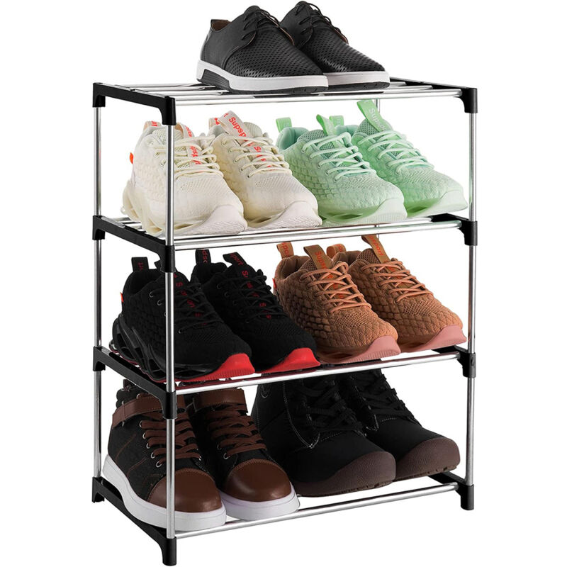 [niemals Verwendet] Kleines, Stapelbares Schuhregal Mit 4 Ebenen, Leichter Aufbewahrungsorganizer Für Schuhe, Geeignet Für Eingangsbereich, Flur Und Kleiderschrank.