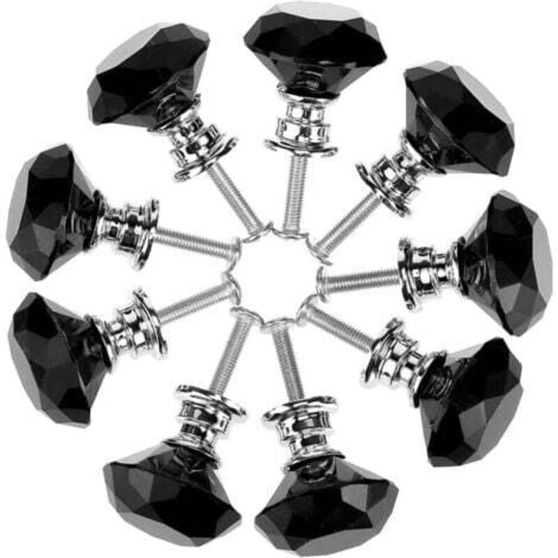 [niemals Verwendet] Set Mit 10 30 Mm Großen, Rautenförmigen Kristallglas-schrankknöpfen Für Küchenschubladen, Kommoden, Kleiderschränke, Griffe (schwarz)