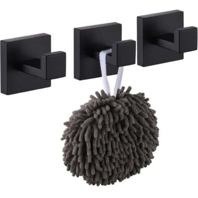 [niemals Verwendet] 3er-pack Bademantel- Und Handtuchhaken, Edelstahlhaken Und -stifte Für Badezimmerausstattung, Wandmontage, Mattschwarz