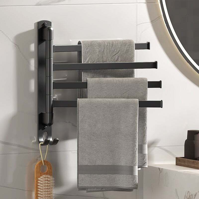 [niemals Verwendet] Eleganter Und Praktischer 4-armiger, Schwenkbarer Handtuchhalter Fürs Badezimmer, 180-grad-wandmontage Aus Edelstahl