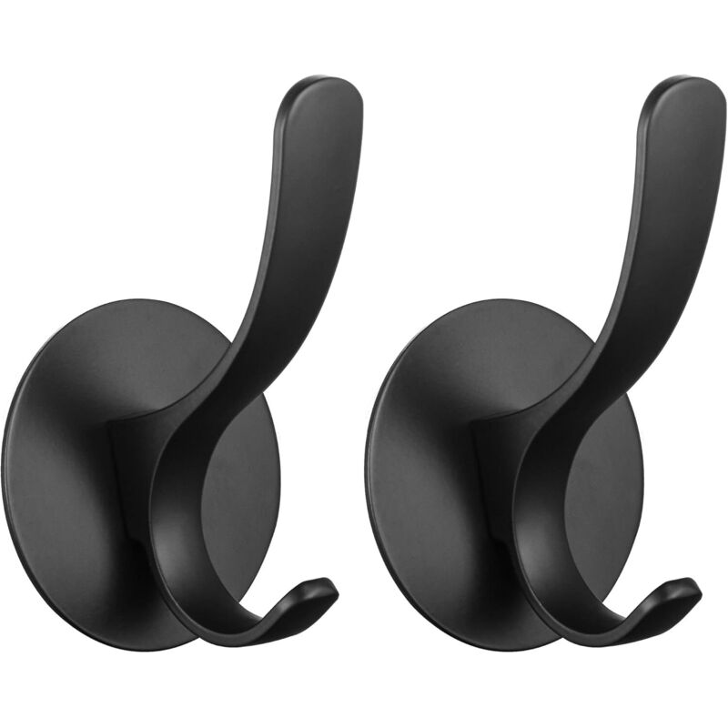 [niemals Verwendet] Wandmontierter Handtuchhalter Aus Edelstahl Mit Haken, Beschädigt Die Wand Nicht, Schwarz, 2er-pack